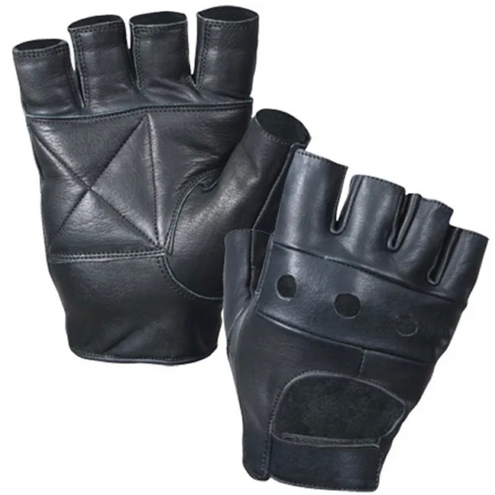 Men’s Brand New Black Leather Fingerless Gloves Large (Rocky, Rocky II & V)